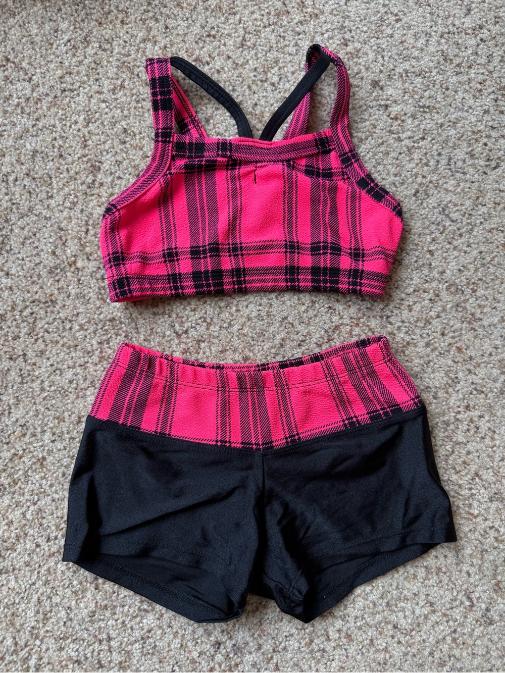 Kids Pink Plaid Waistband Athletic Shorts and Top - Sweet Sodypop